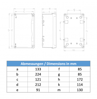 Installationsgehäuse IP67 (130x220x95mm) + Hutschiene
